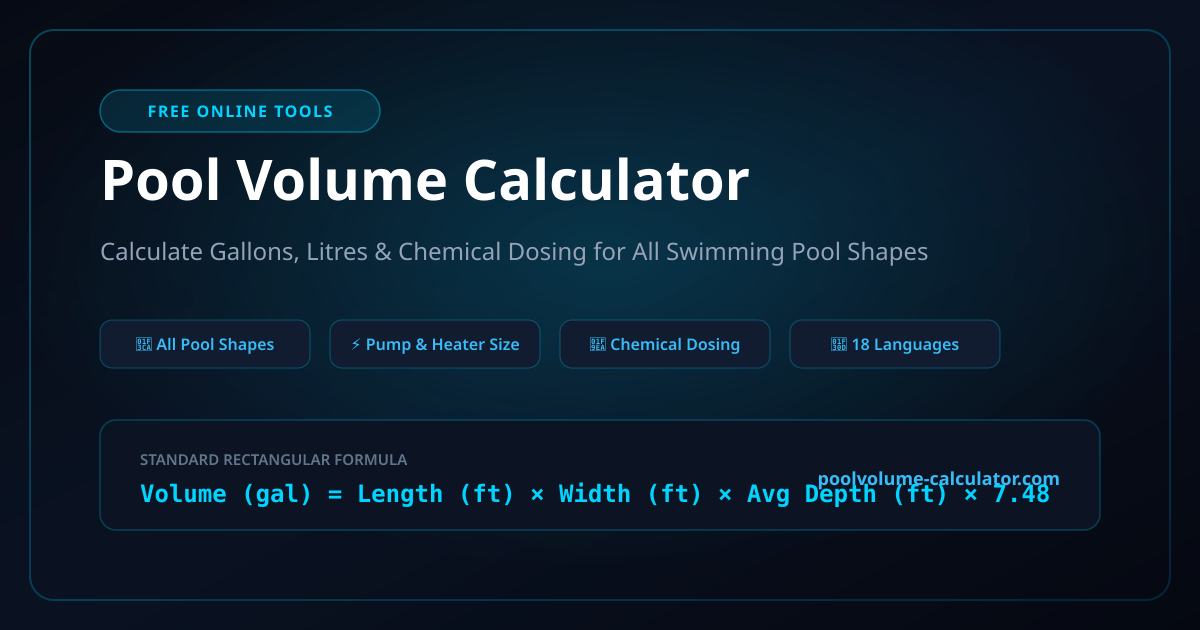 Pool Volume Calculator – Gallons, Liters & m³ by Shape